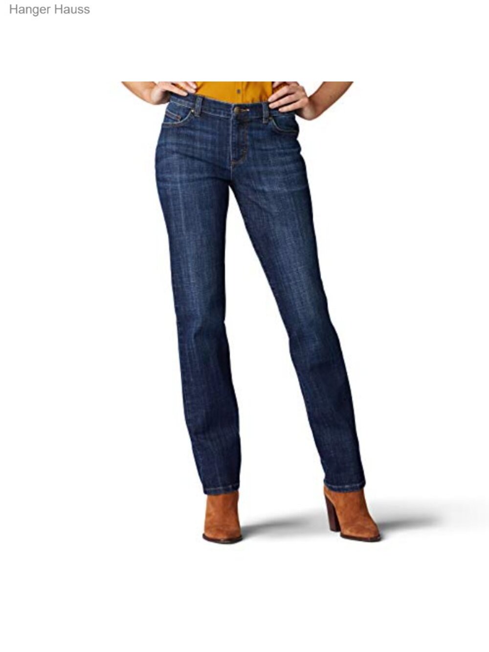 Womens Relaxed Fit Straight Leg Mid-Rise Jeans Classic 5-Pocket Denim